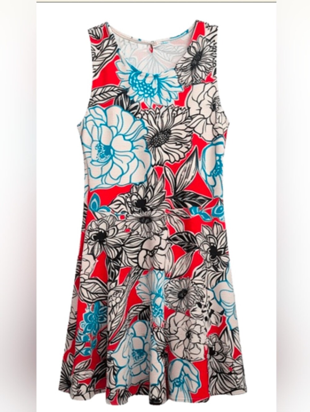 2/$30❤️ Bundle Up! Eclipse Floral Fit-and-Flare Dress in Coral and Aqua